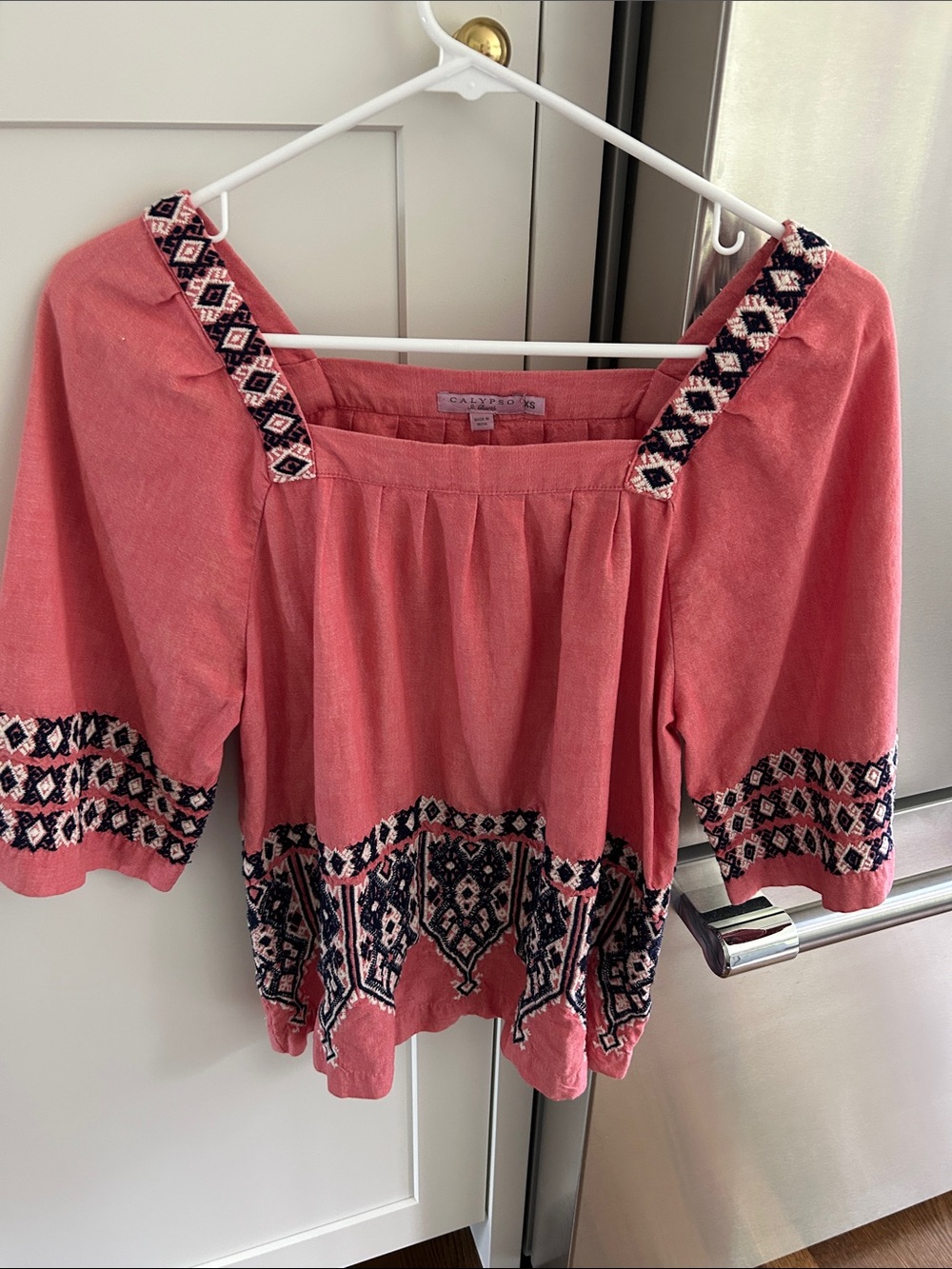 Calypso Embroidered Square Neck Top